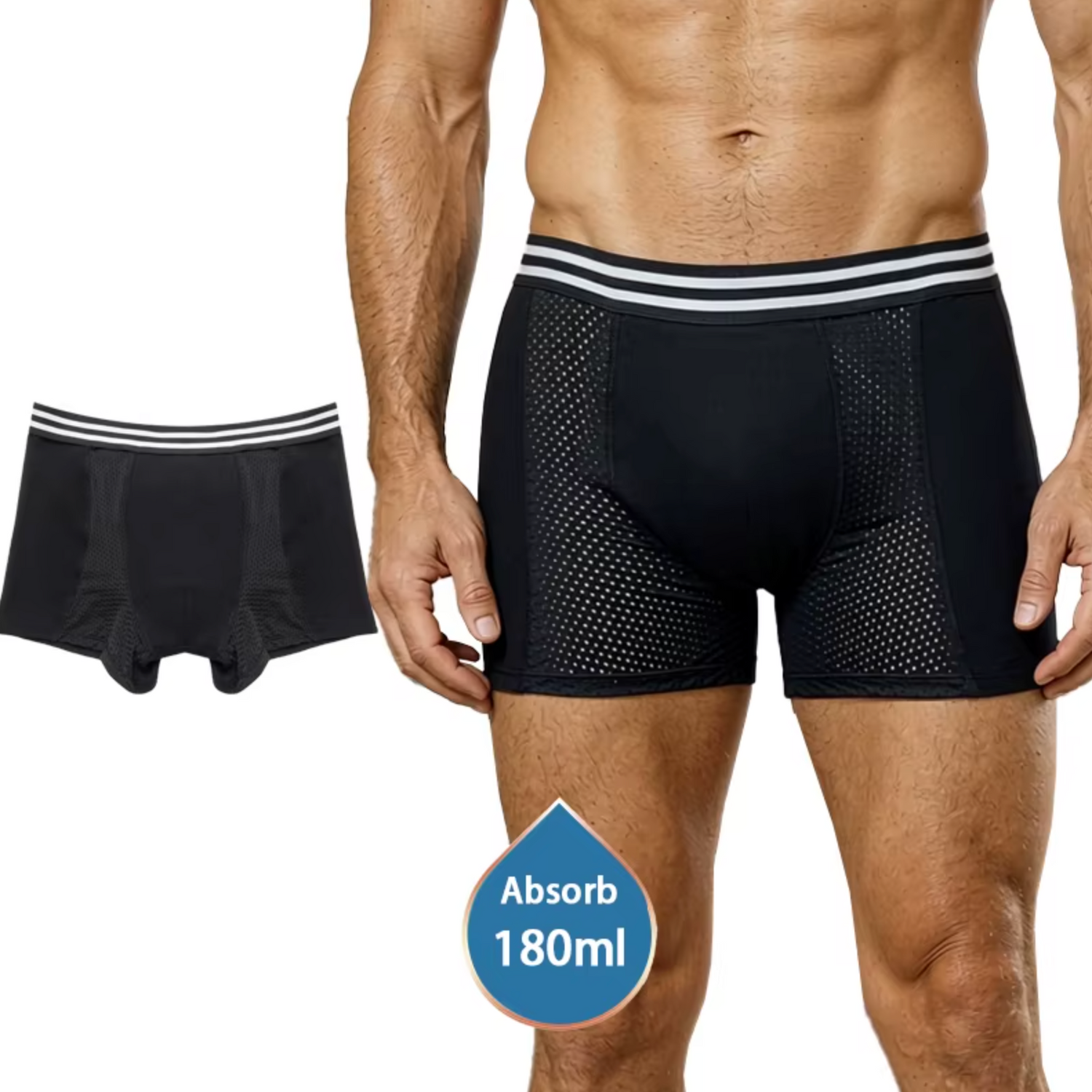 Boxer absorbant homme Hugo – Coupe mi-longue – 180 ml - univers tibet
