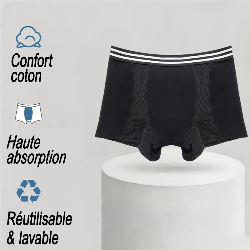 Boxer absorbant homme Hugo – Coupe mi-longue – 180 ml - univers tibet